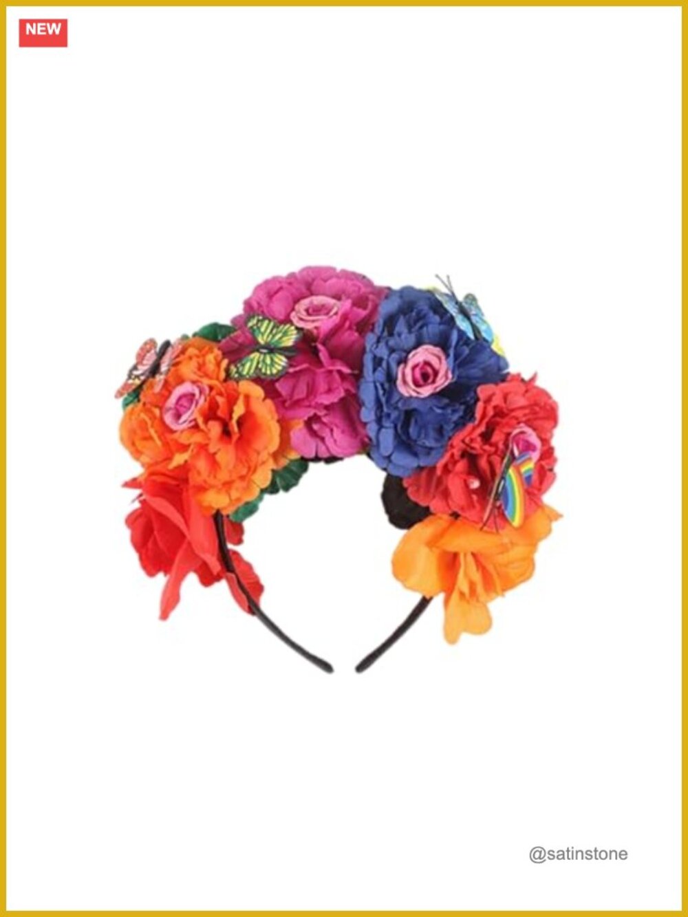 Handmade Polyester Rose Flower Headband Day of the Dead Costume Accessory
